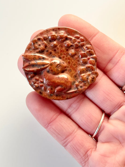 Ocean Jasper Bunny Flat Carving