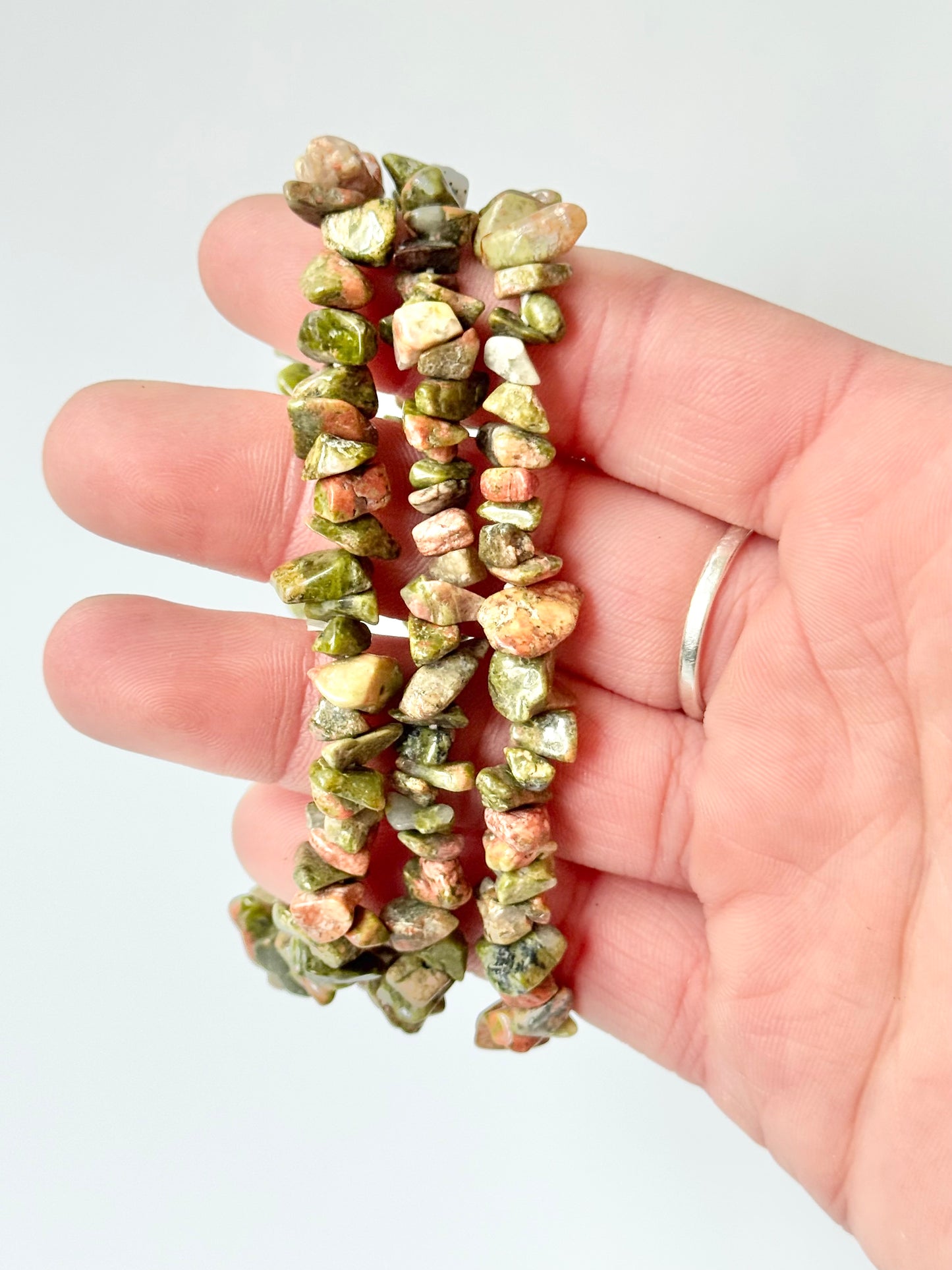 Unakite Chip Bead Bracelet