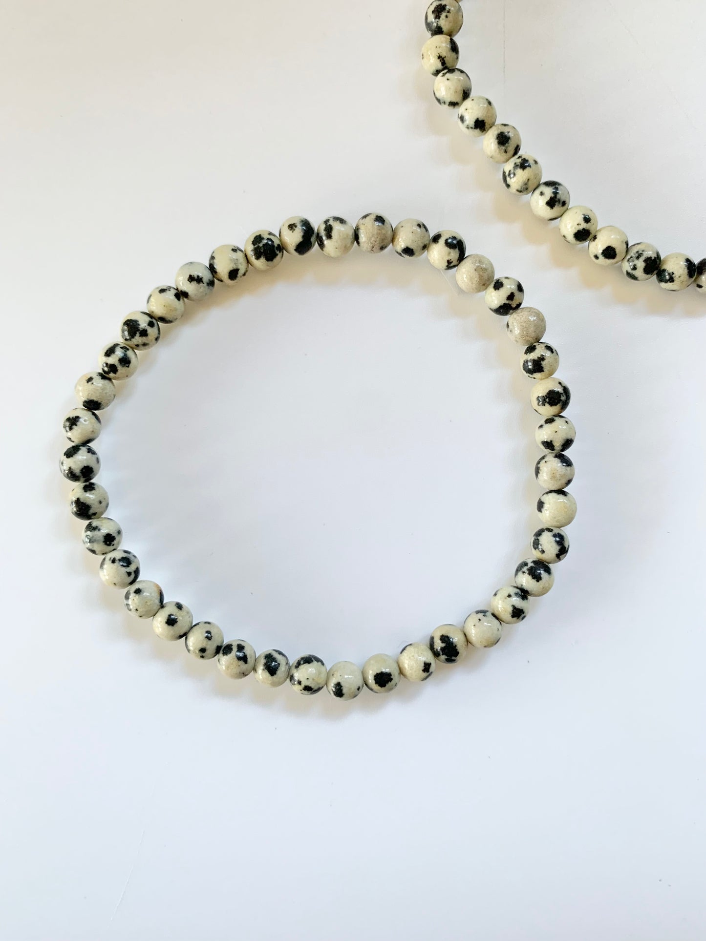 Dalmatian Jasper Round Bead Bracelet, 4mm