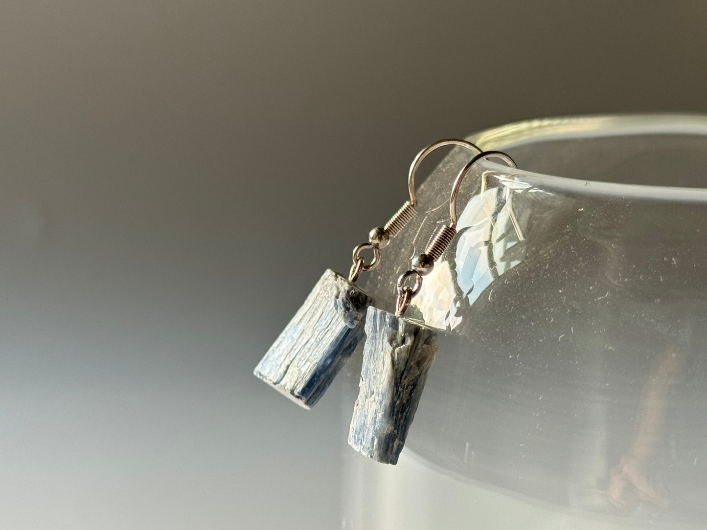Raw Blue Kyanite Silver Plated Earrings