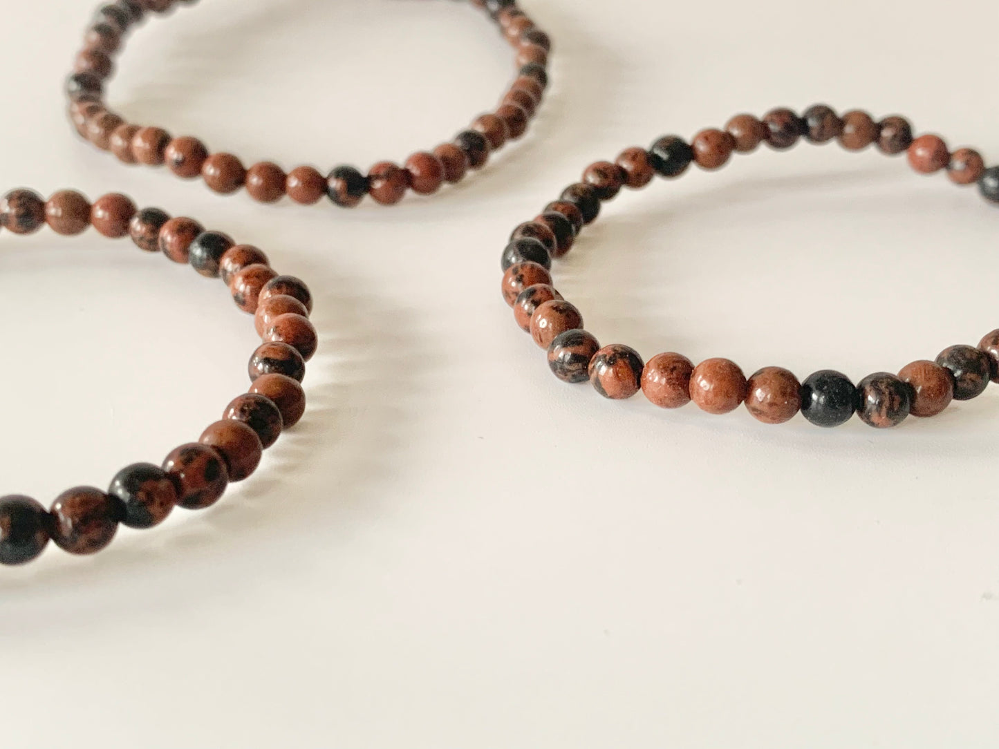Mahogany Obsidian Round Bead Bracelet,4mm