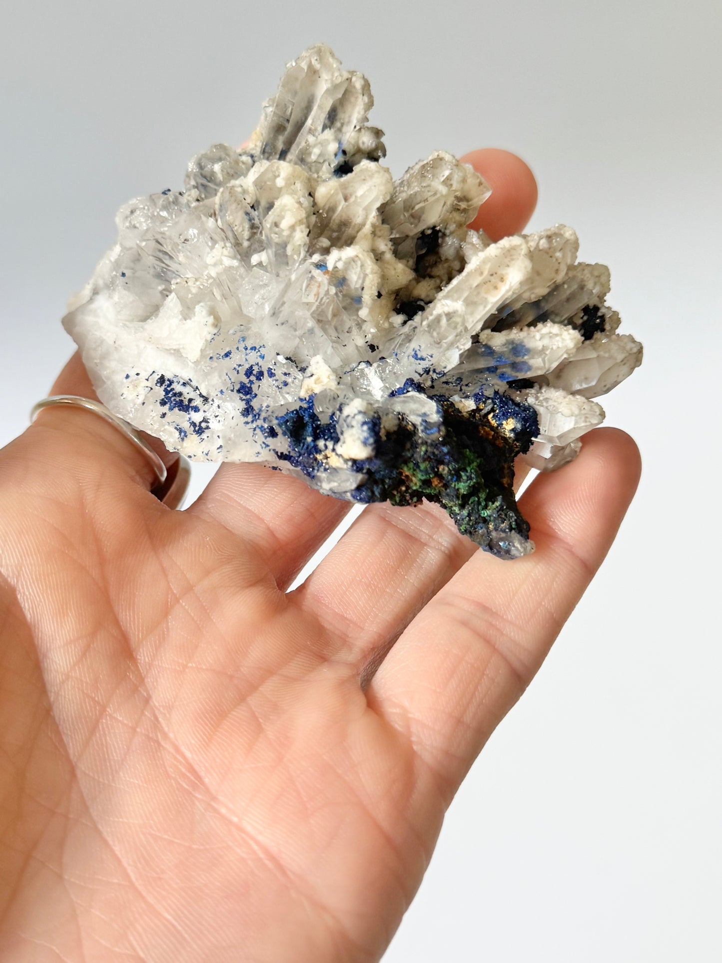 Azurite on Clear Quartz