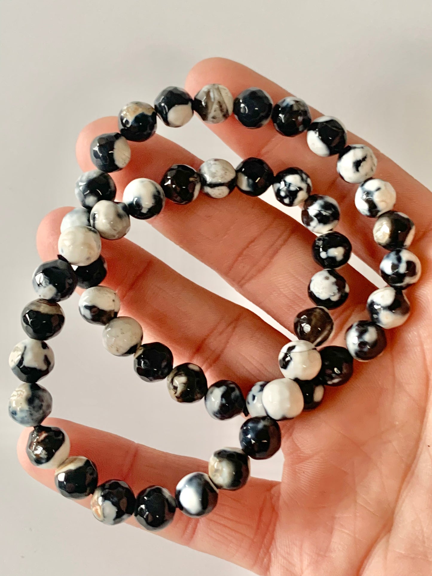 Orca Agate Round Bead Bracelet, 8mm