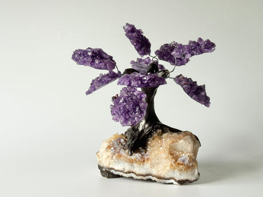 Amethyst Gem Bonsai Tree on Citrine Base