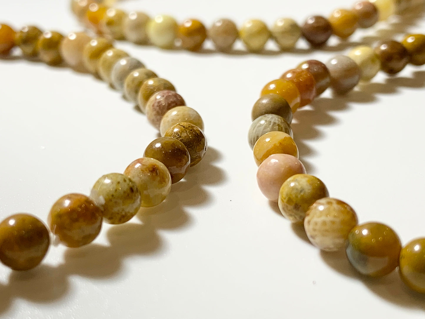 Coral Jade Round Bead Bracelet, 4mm