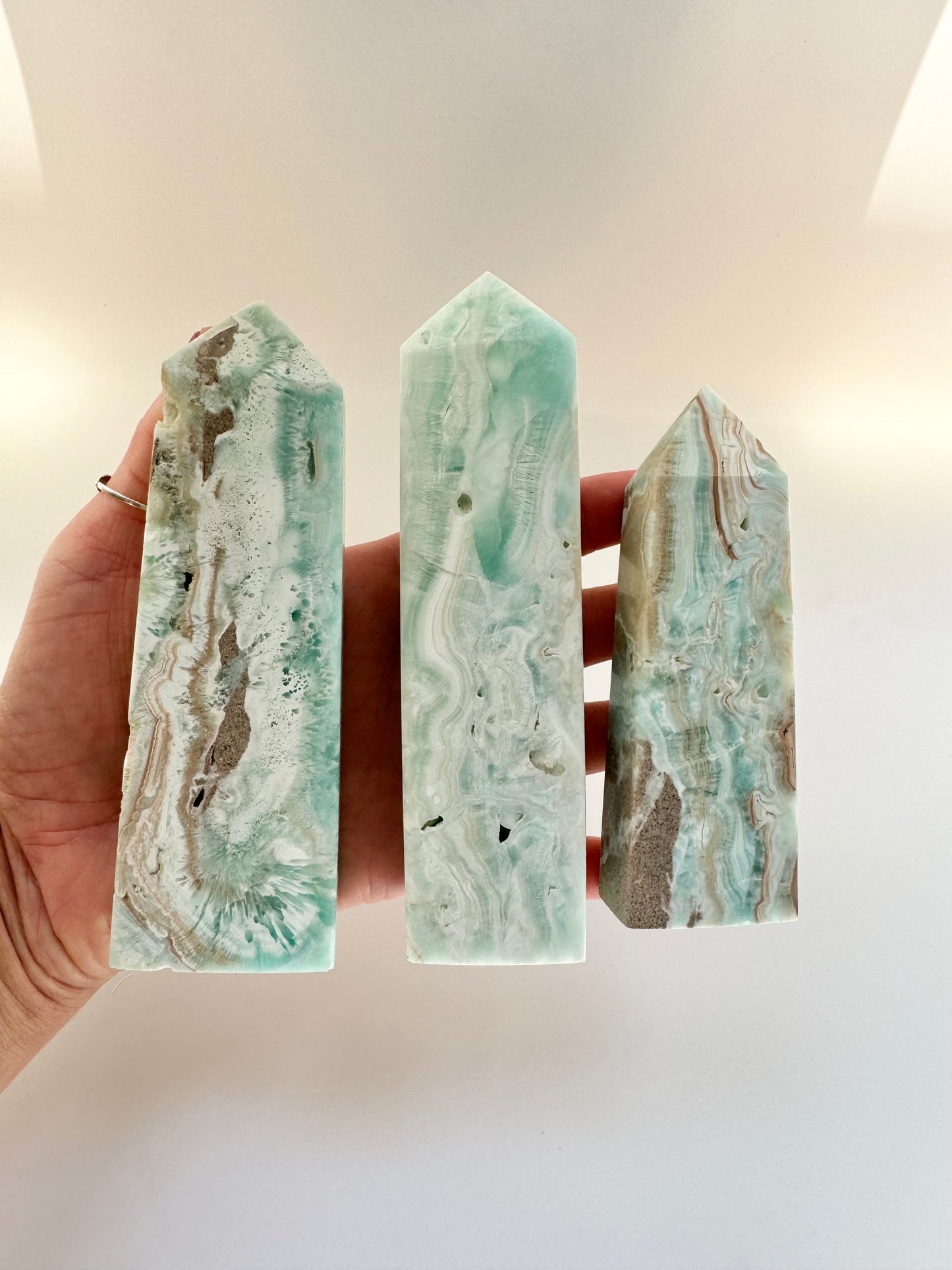 Blue Aragonite four sided Tower