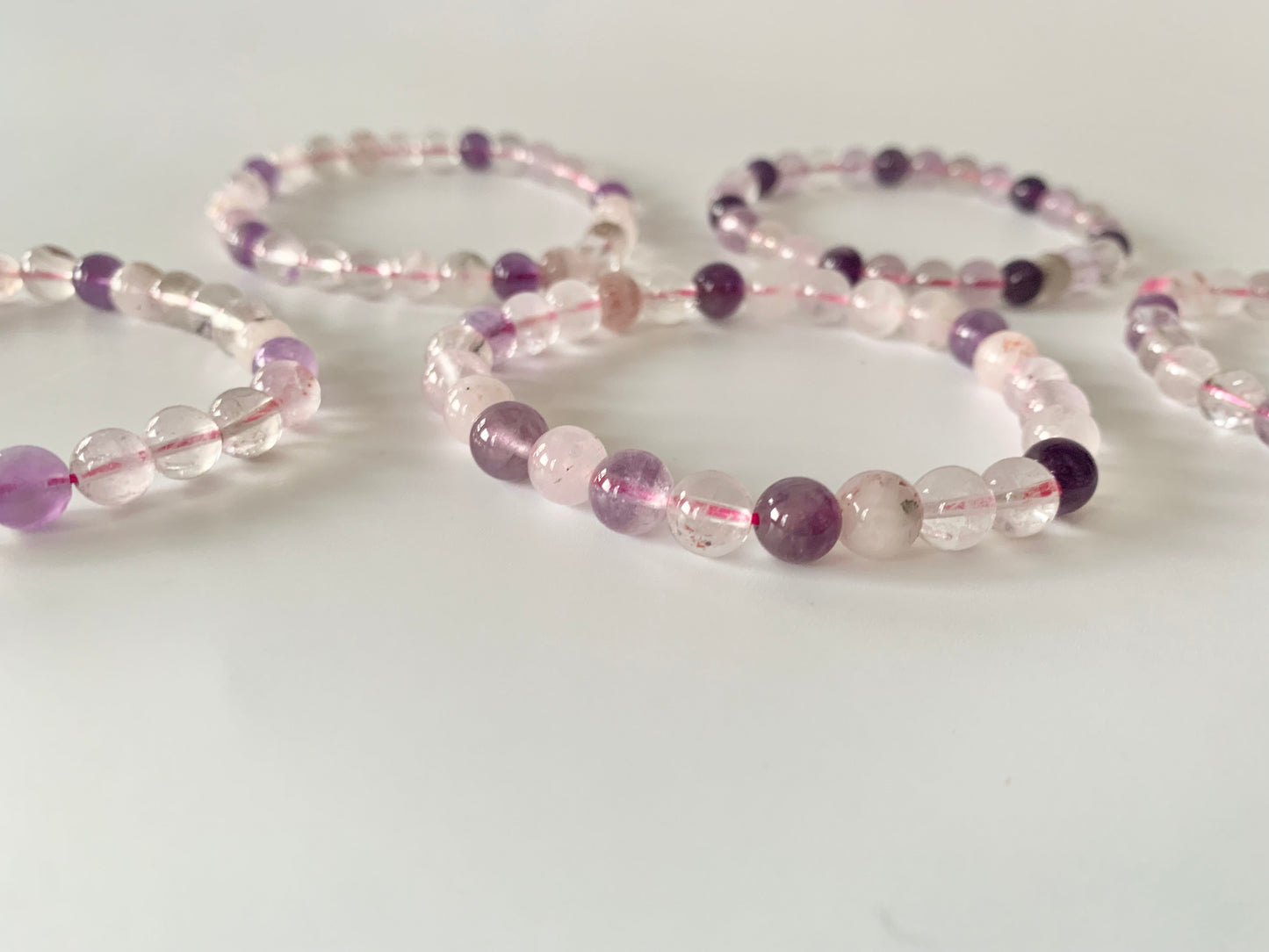 Amethyst "Super 7" Quartz Round Bead Bracelet, 6mm