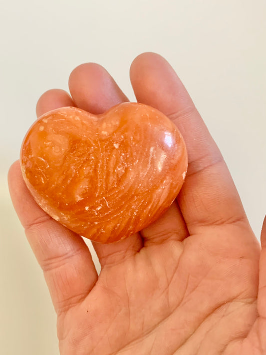 Orange Calcite Heart
