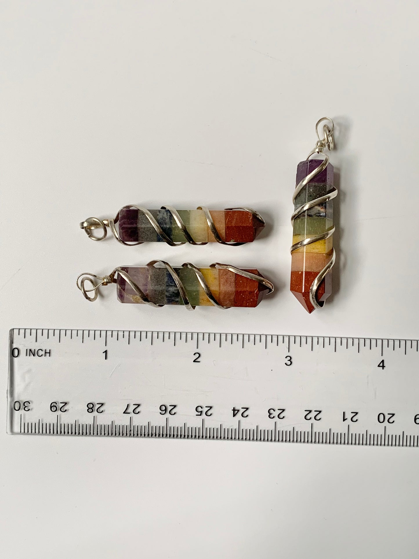 Chakra Terminated Point Wire Wrapped Necklace
