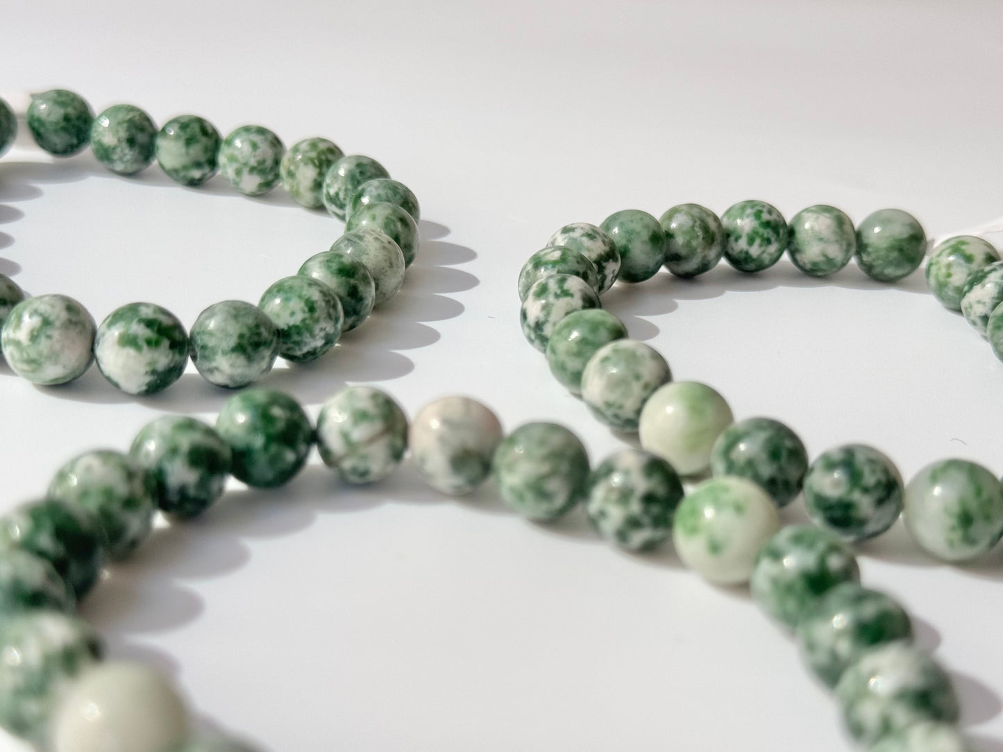 Spotted Jade Round Bead Bracelet, 8mm