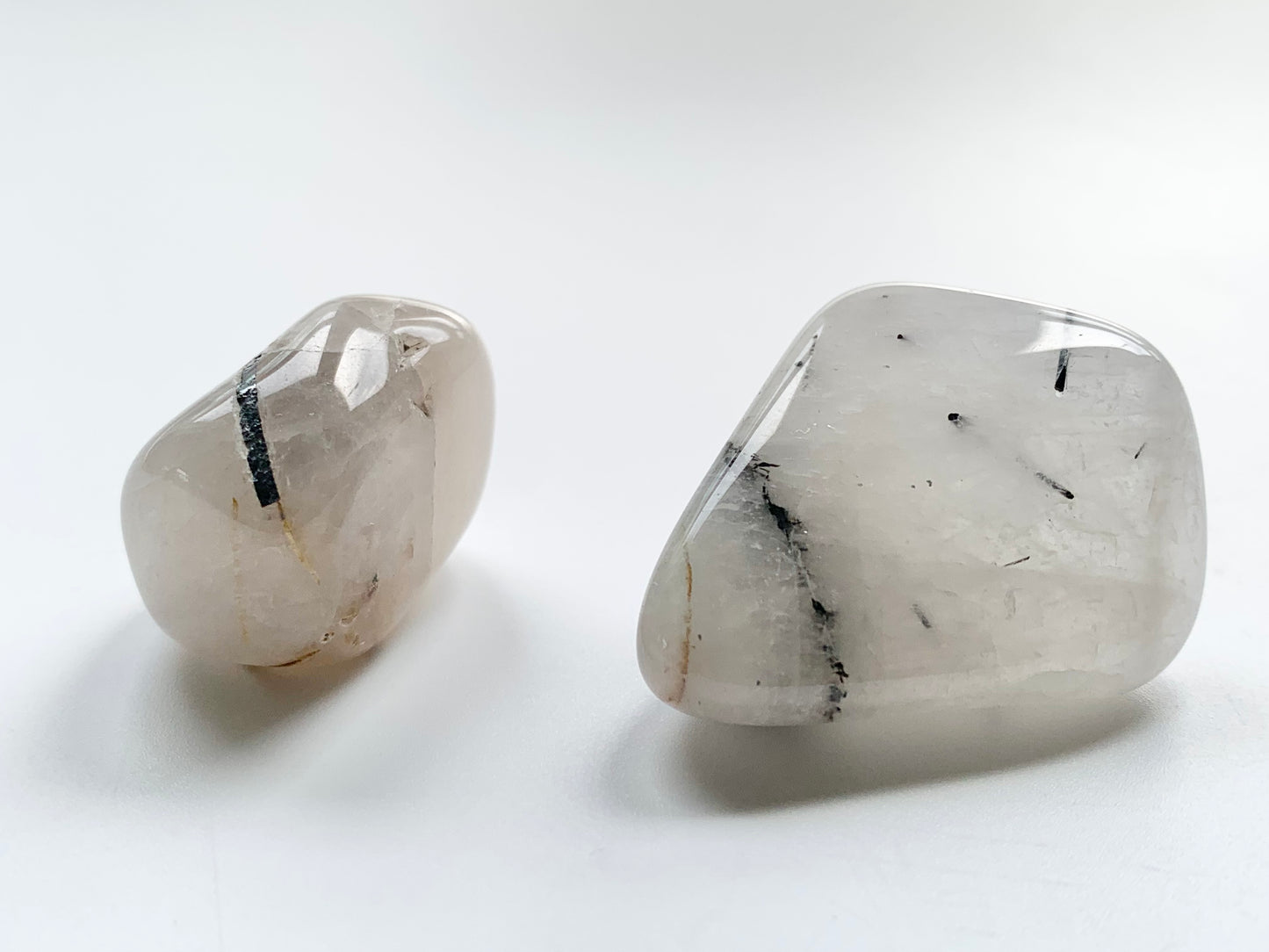 Tourmaline in White Quartz, Tumble