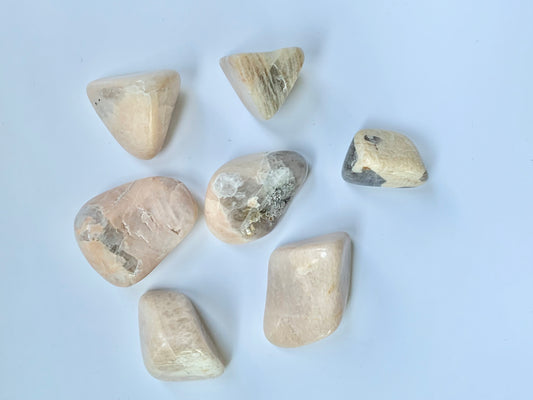 Salmon Feldspar with Smoky Quartz Tumble