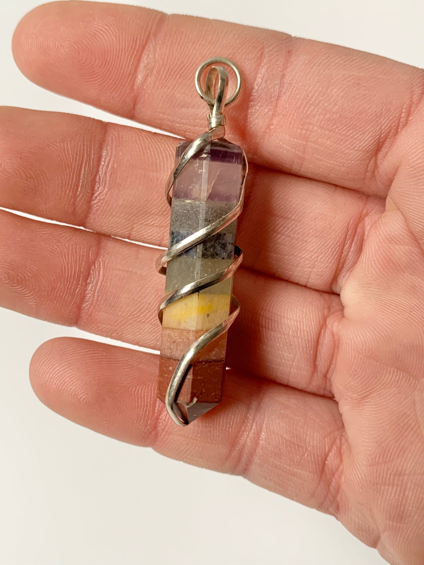 Chakra Terminated Point Wire Wrapped Necklace