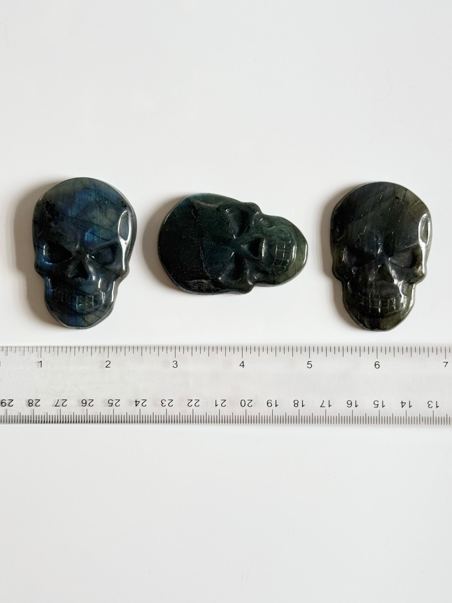 Labradorite Flat Skull Carving
