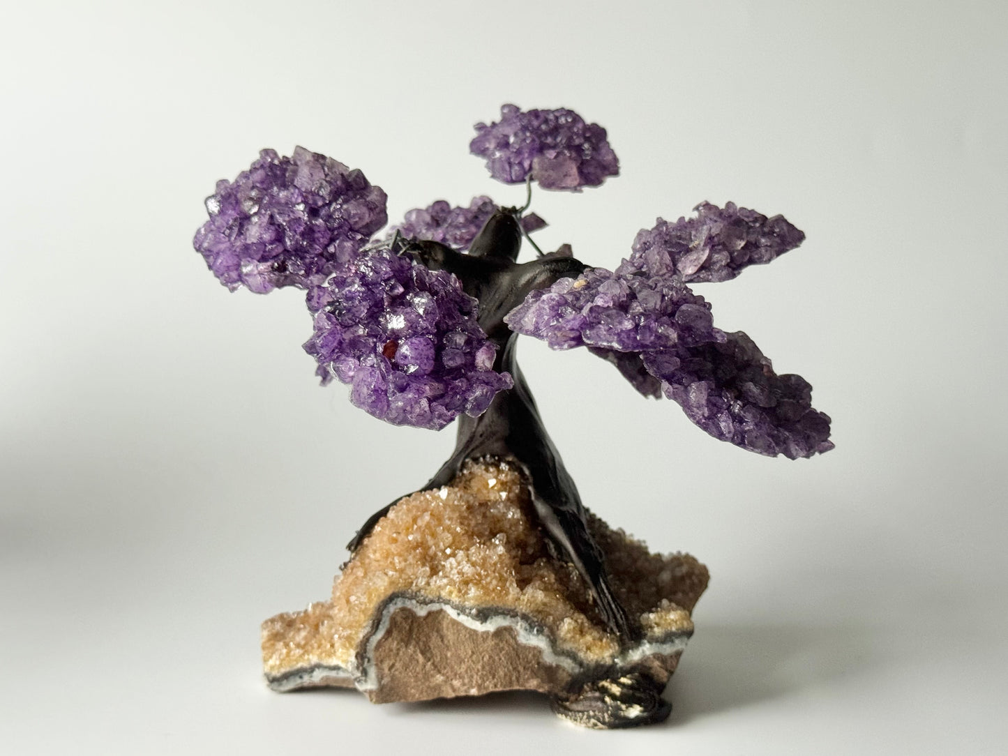 Amethyst Gem Bonsai Tree on Citrine Base