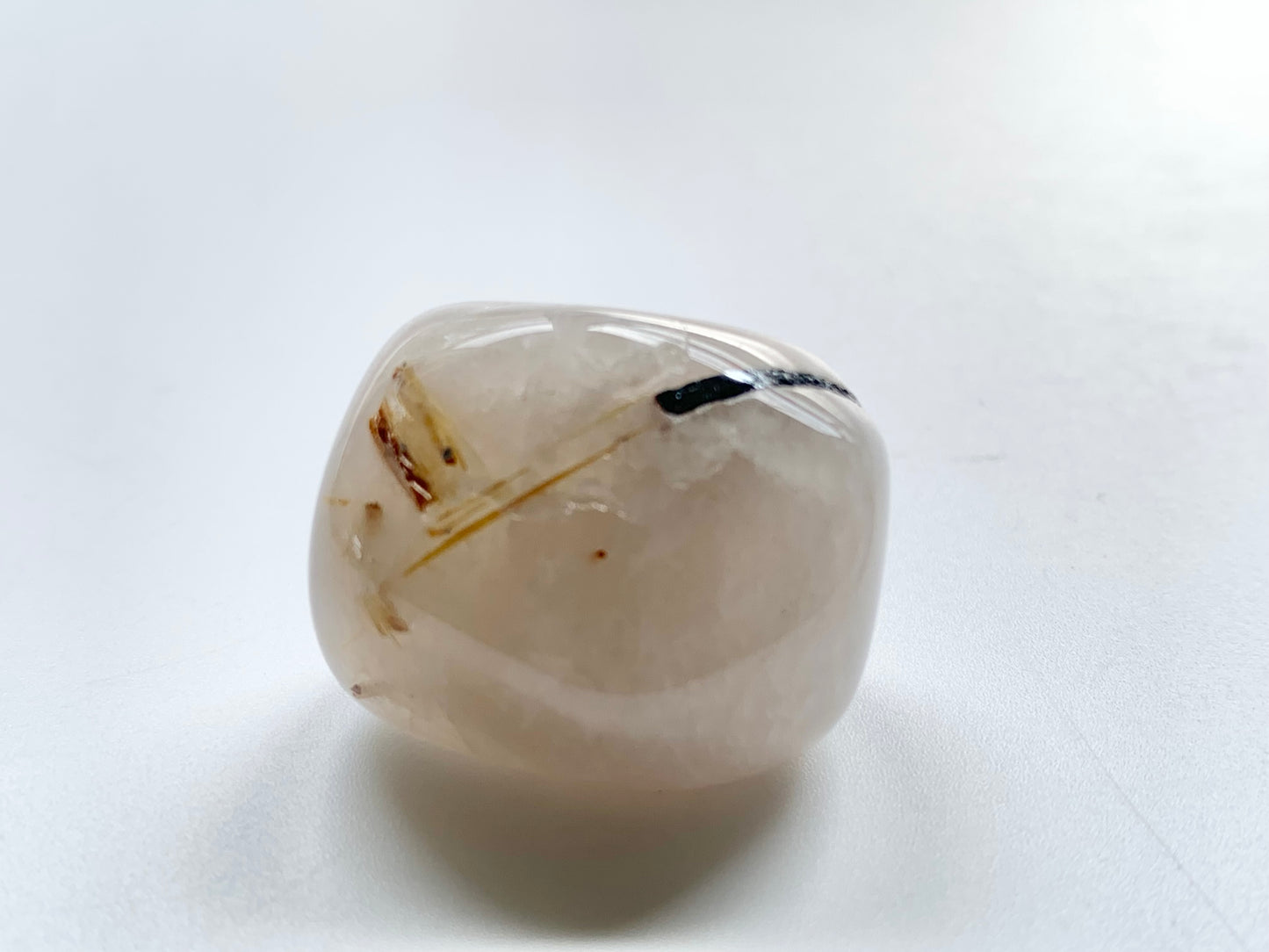 Tourmaline in White Quartz, Tumble