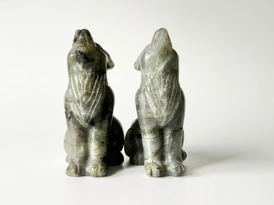 Howling Wolf Carving, Labradorite