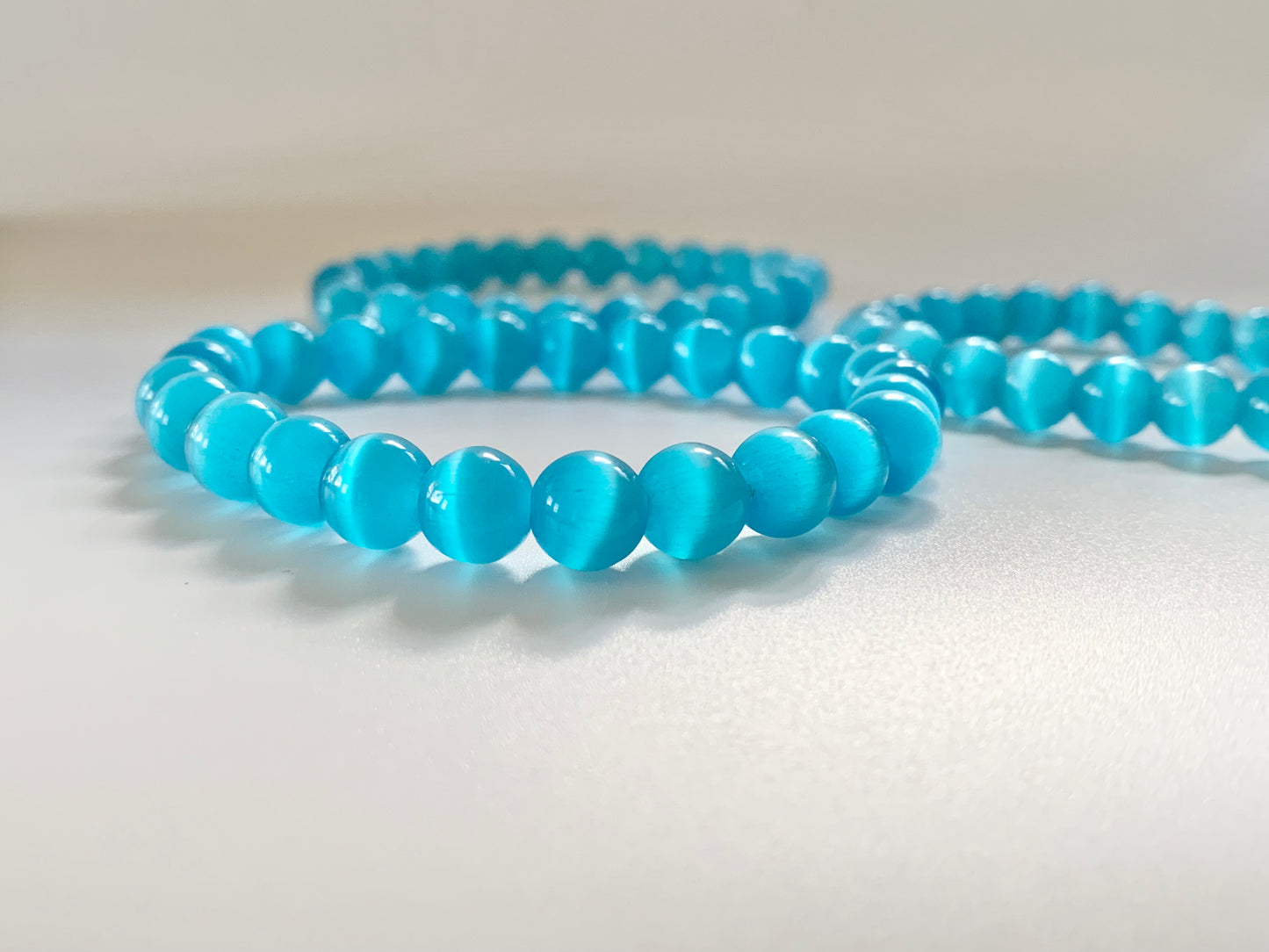 Blue Cat's Eye Bracelet, 8mm