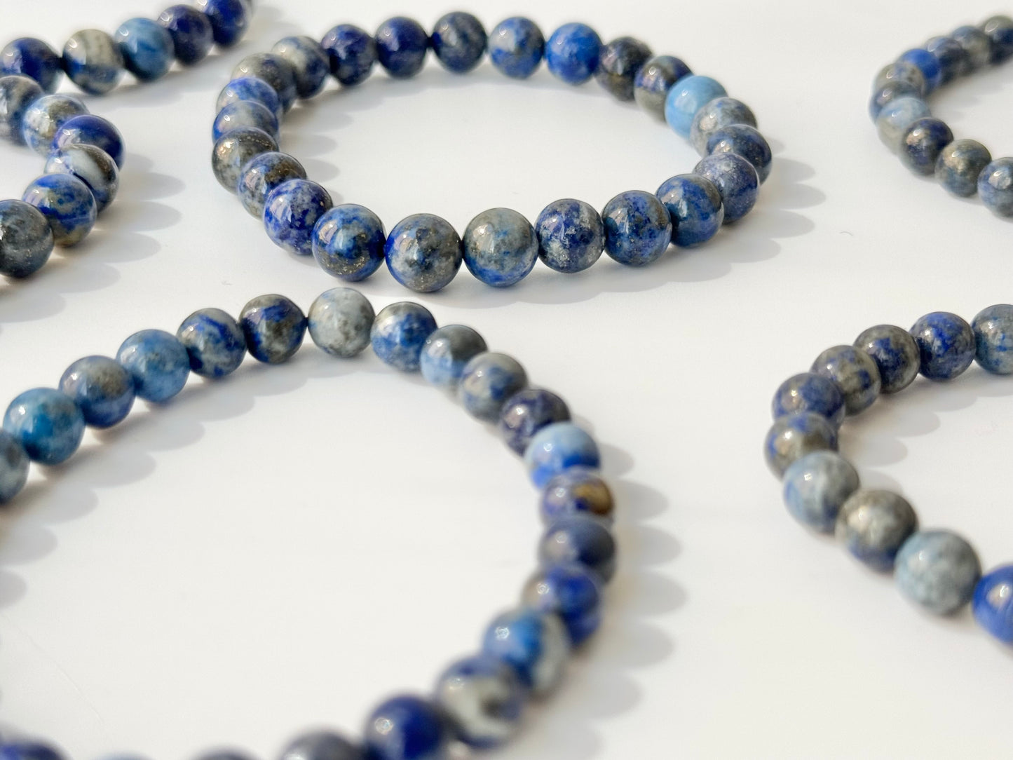Lapis Lazuli Round Bead Bracelet, 8mm & 6mm