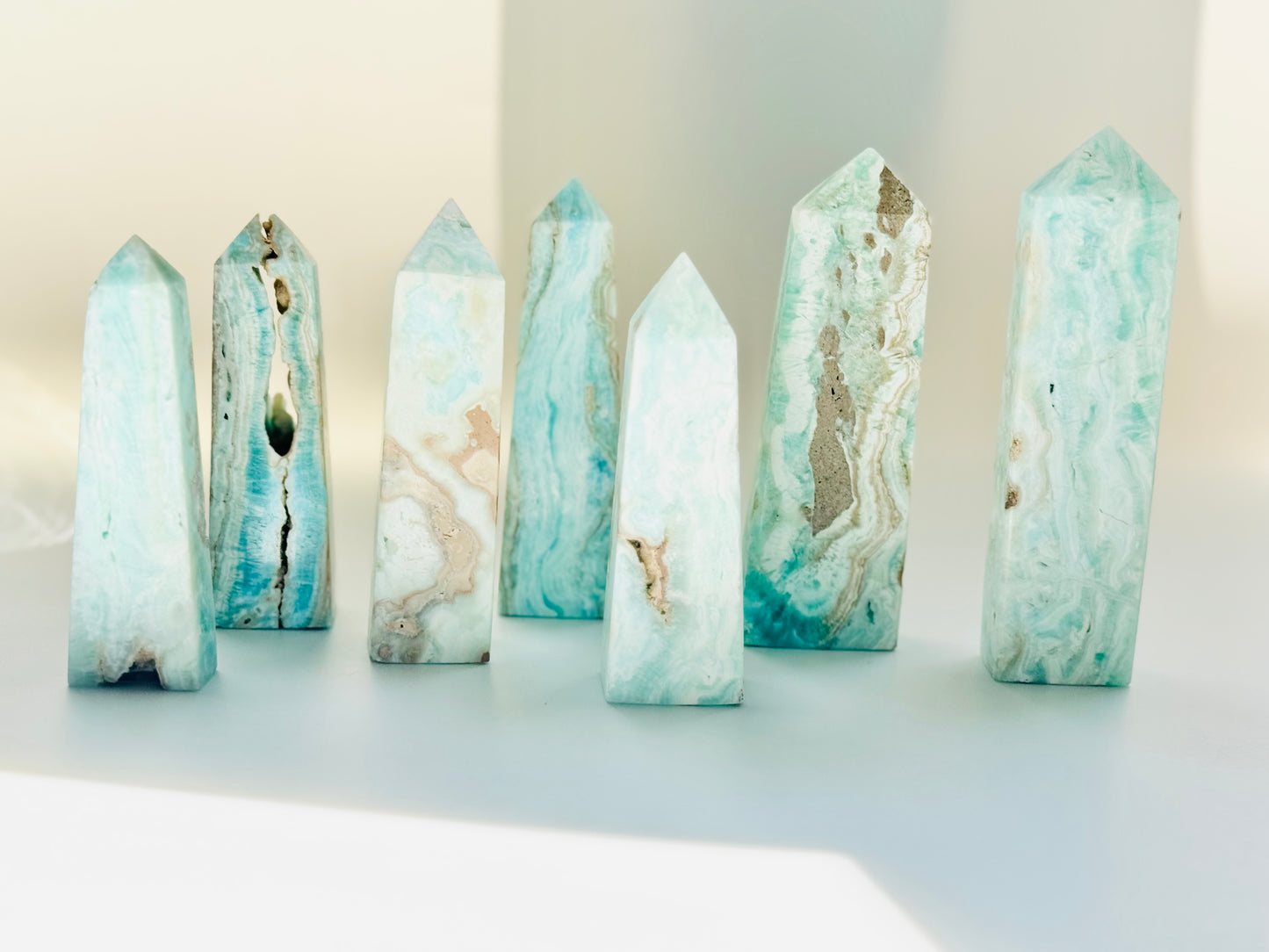 Blue Aragonite four sided Tower