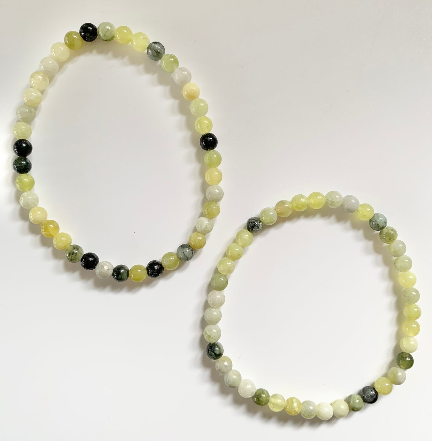 Green Jade Round Bead Bracelet, 4mm
