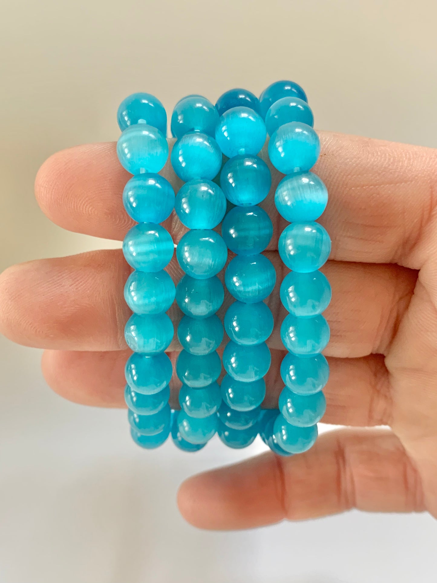 Blue Cat's Eye Bracelet, 8mm