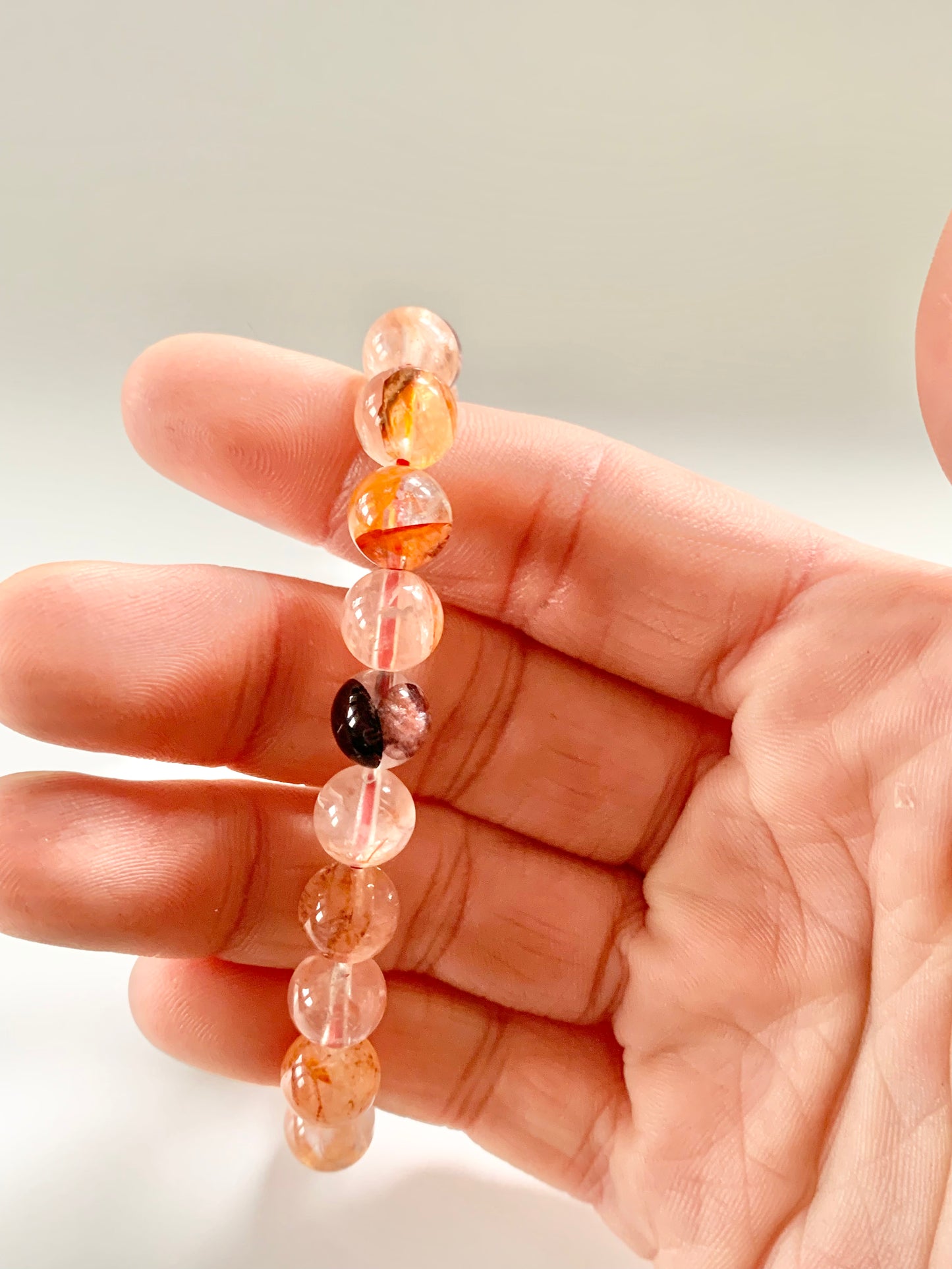 Hematoid Quartz Bead Bracelet, 8mm
