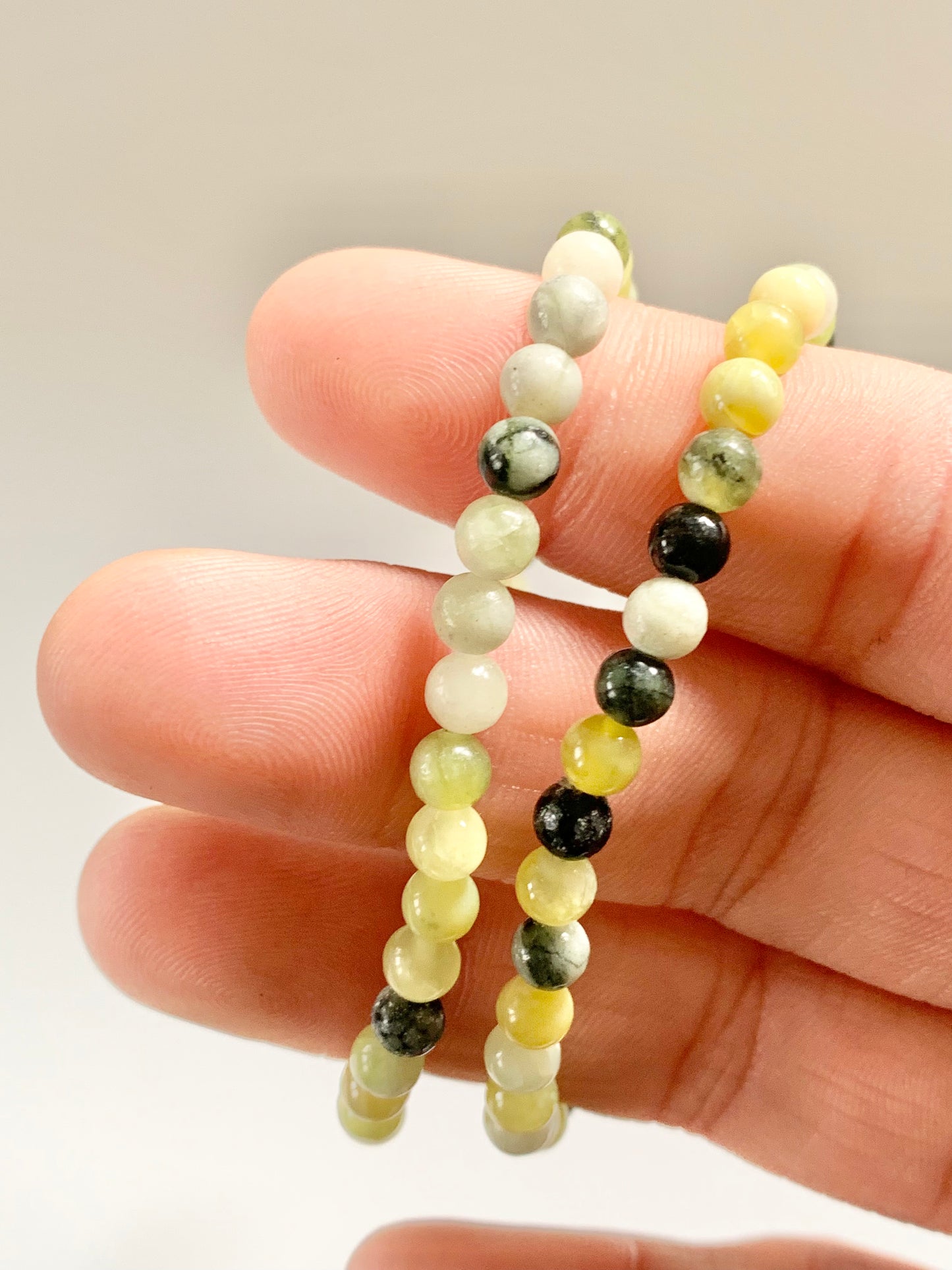 Green Jade Round Bead Bracelet, 4mm