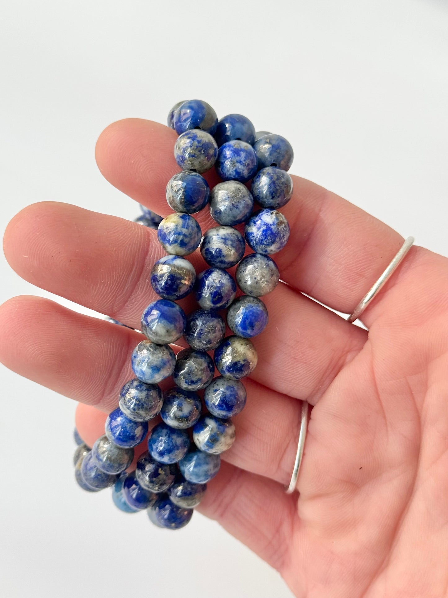 Lapis Lazuli Round Bead Bracelet, 8mm & 6mm