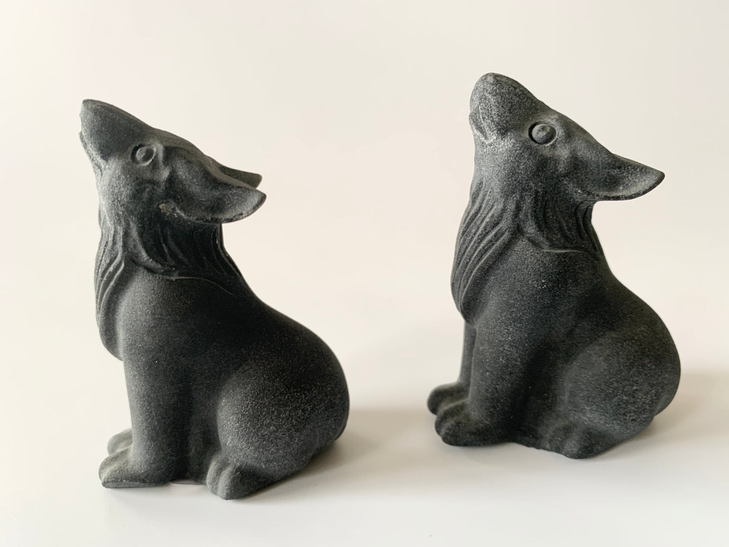 Howling Wolf Carving, Black Obsidian