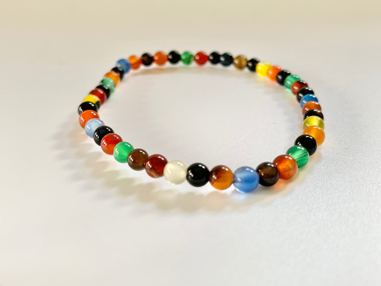 Bright Colored Round Bead Bracelet, 4mm