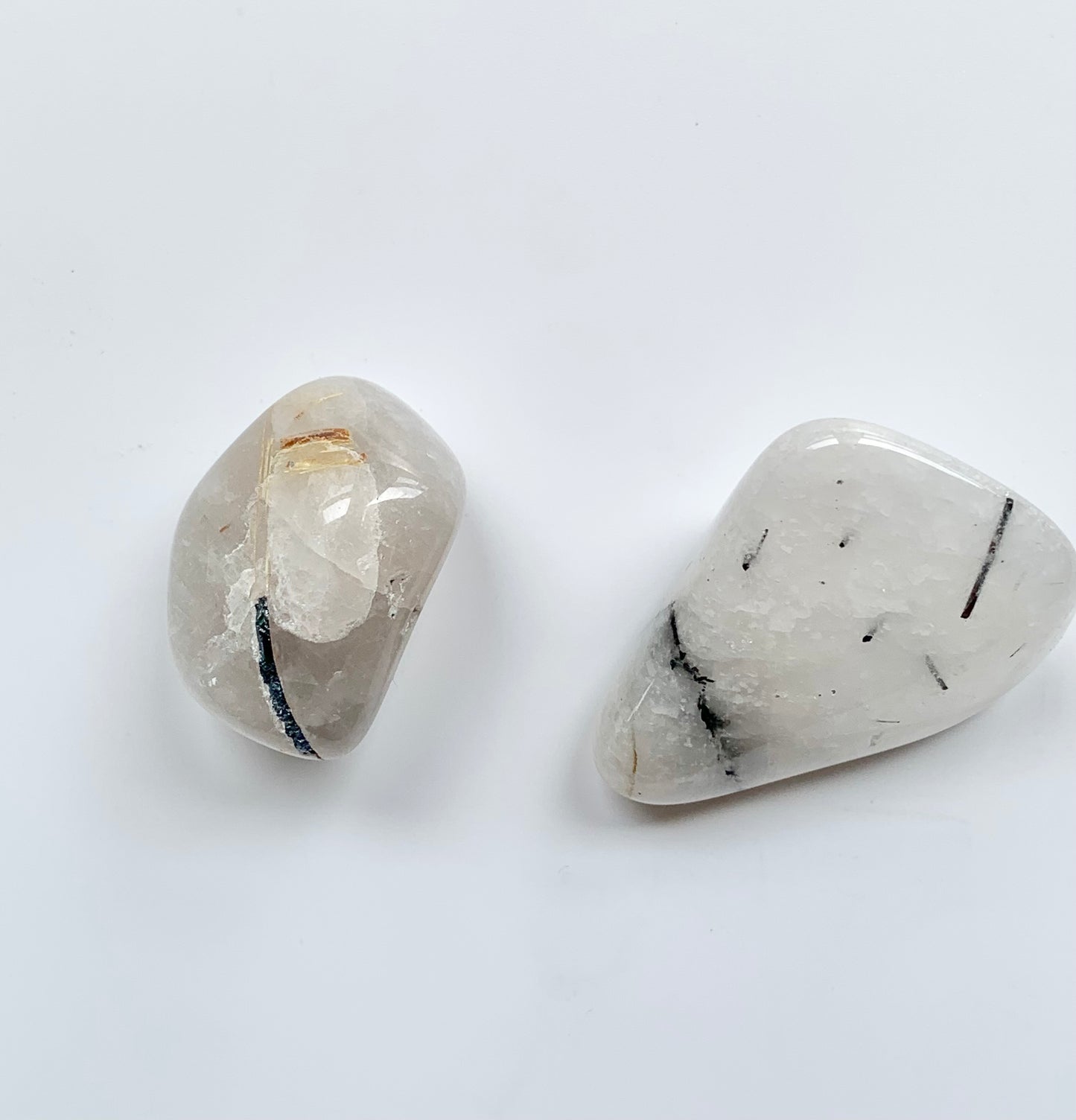 Tourmaline in White Quartz, Tumble