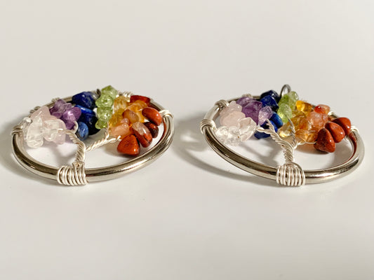 Chakra Tree of Life Pendant (~1.5" circle) with Black Cord