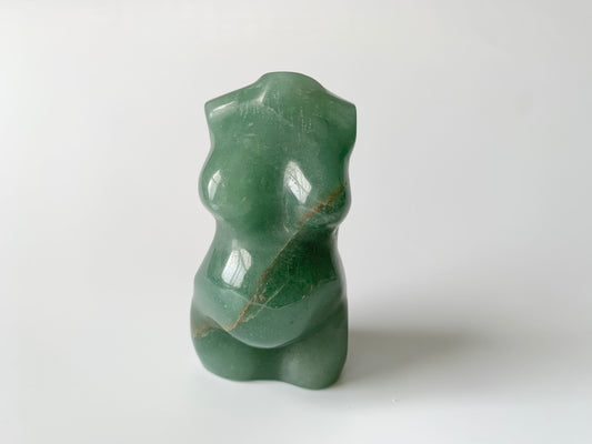 Green Aventurine Goddess Body with Pregnant Belly, ~3 inches