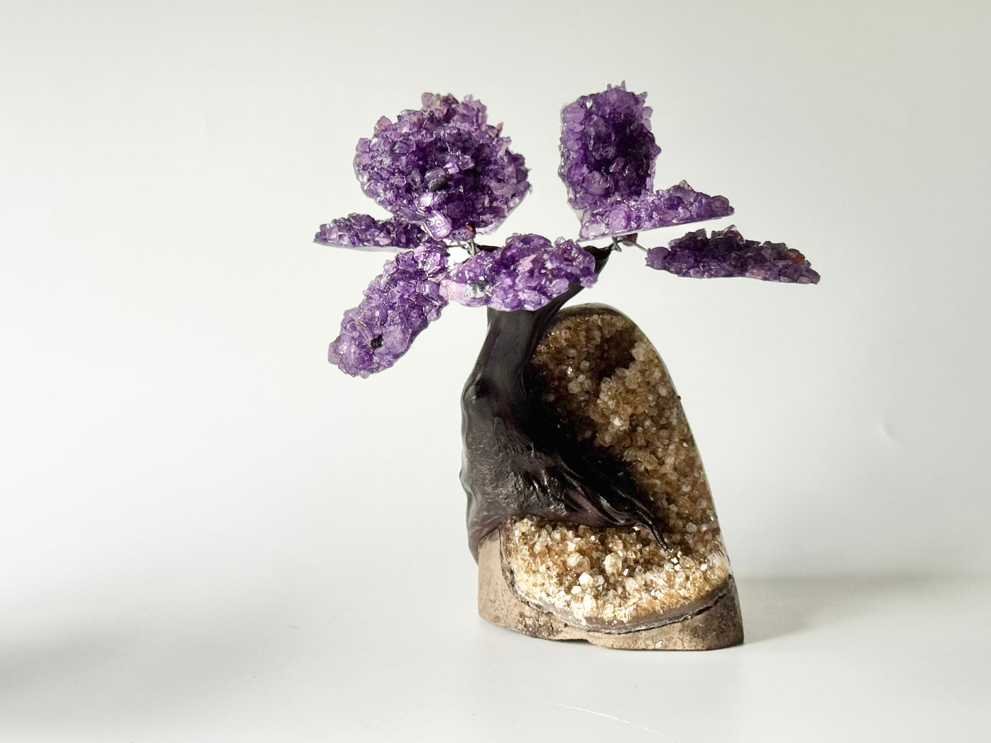 Amethyst Gem Bonsai Tree on Citrine Base