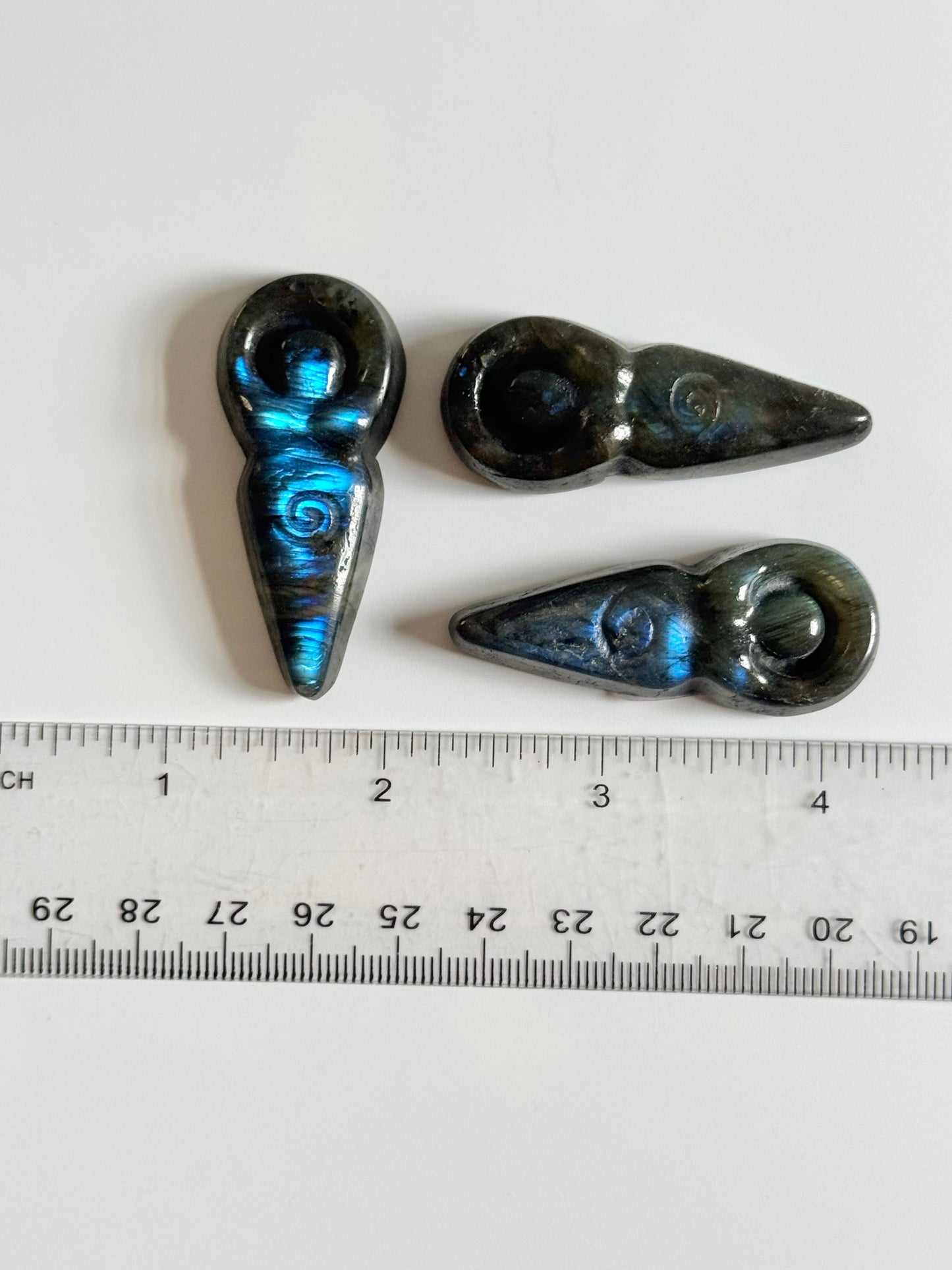 Labradorite Spiral Goddess flat carving