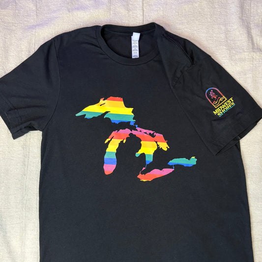 Rainbow Great Lakes Shirt – Unisex Casual Crew Neck TShirt, Black
