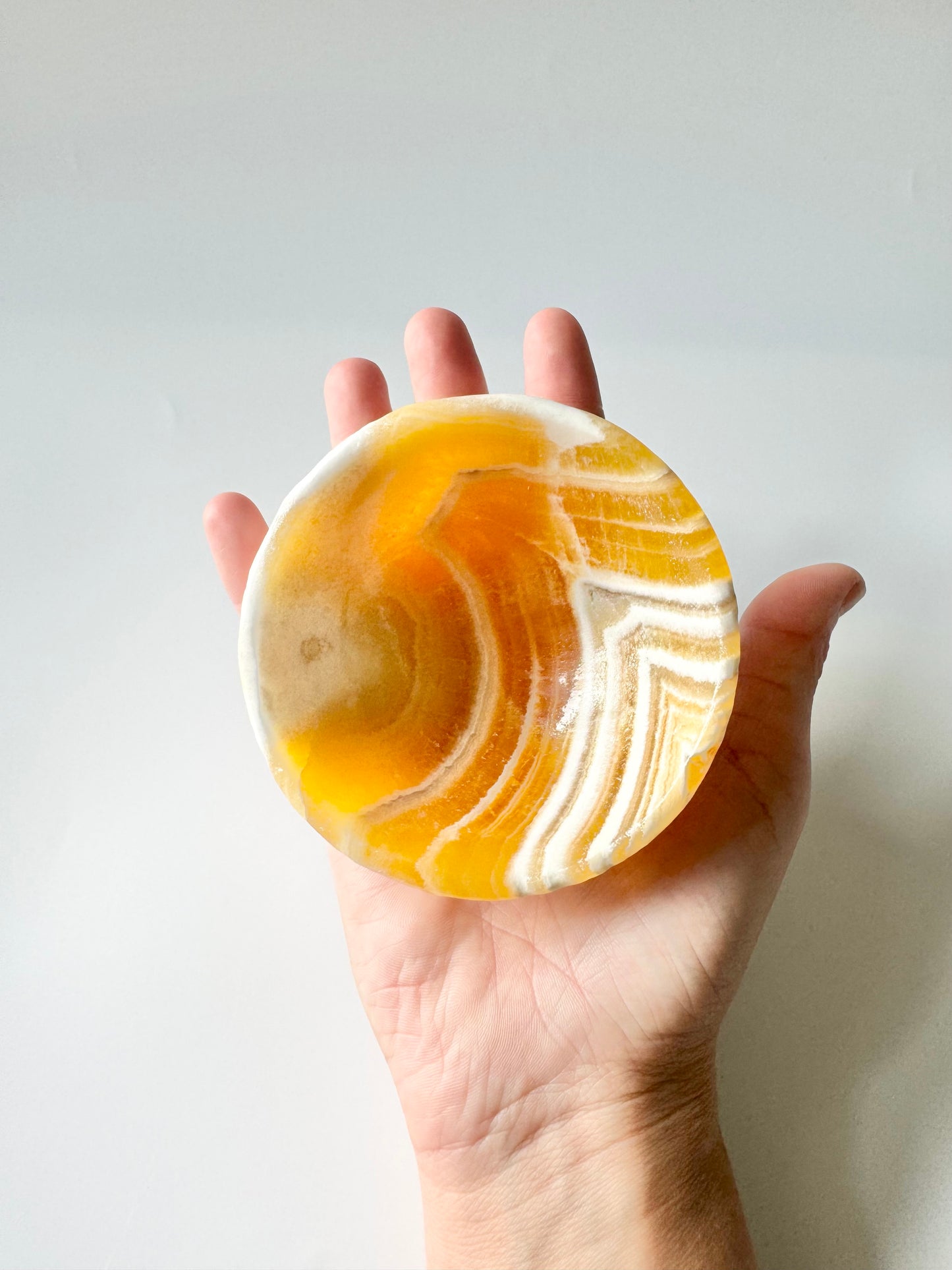 Orange calcite bowl