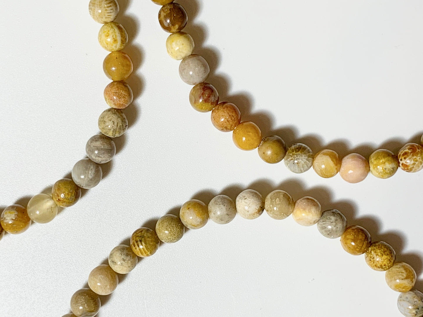 Coral Jade Round Bead Bracelet, 4mm