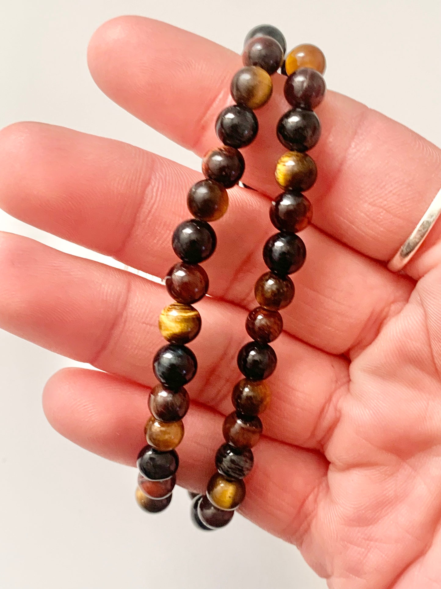 Tigers Eye Bead Bracelet, Mixed, 8mm