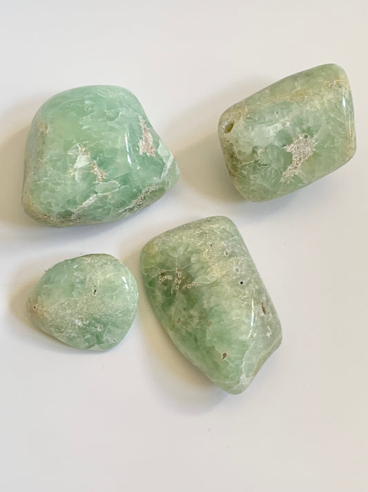 Prehnite Freeforms, polished