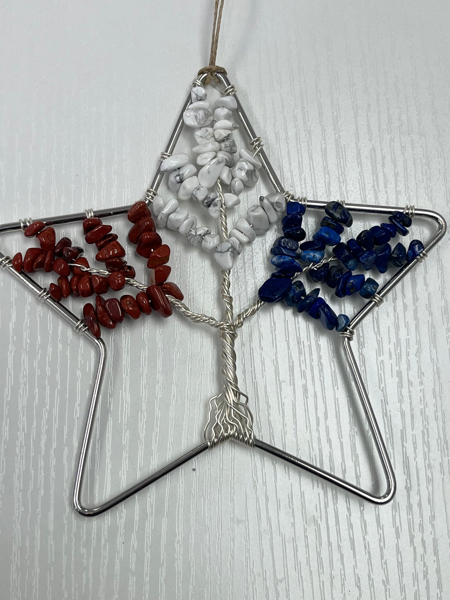 Red White and Blue Star Shaped Tree of Life Hanging