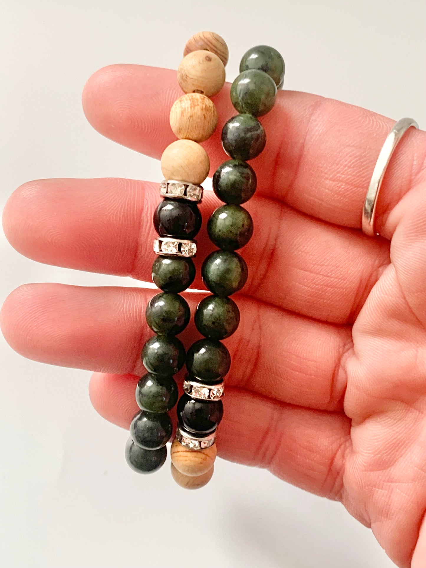 palo santo and green jade bead