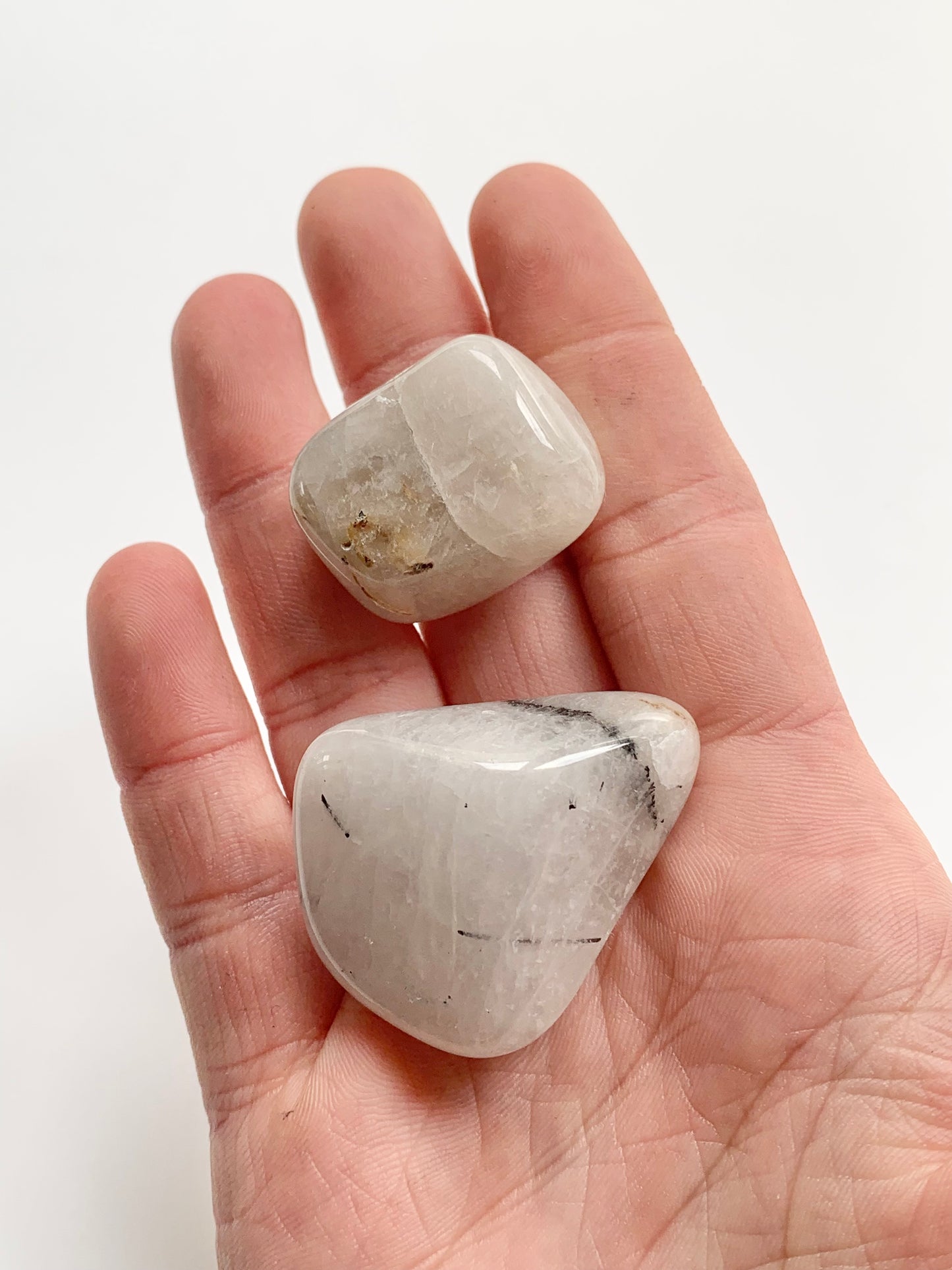 Tourmaline in White Quartz, Tumble