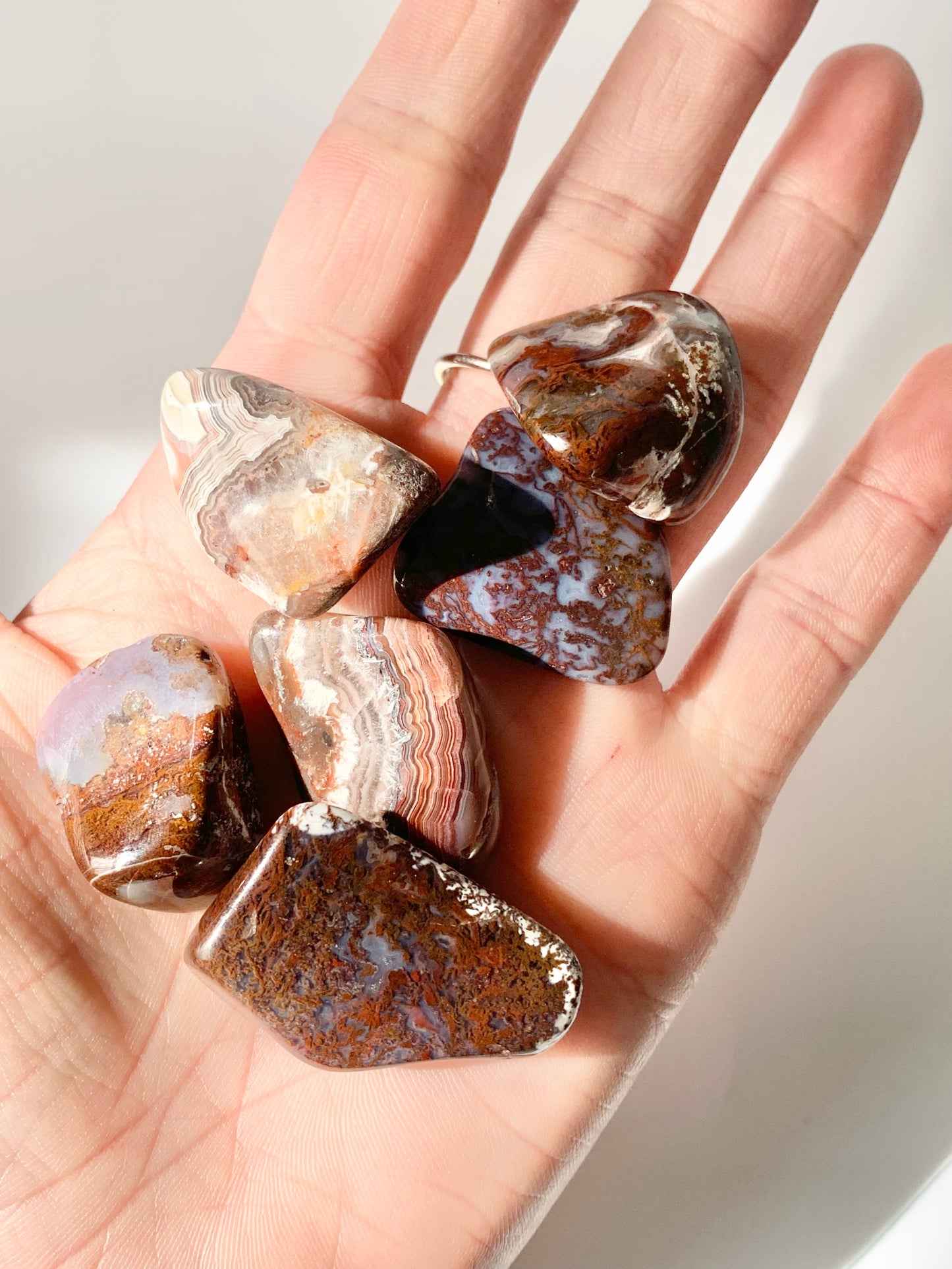 Mexican Moss Agate Polished stone, tumble