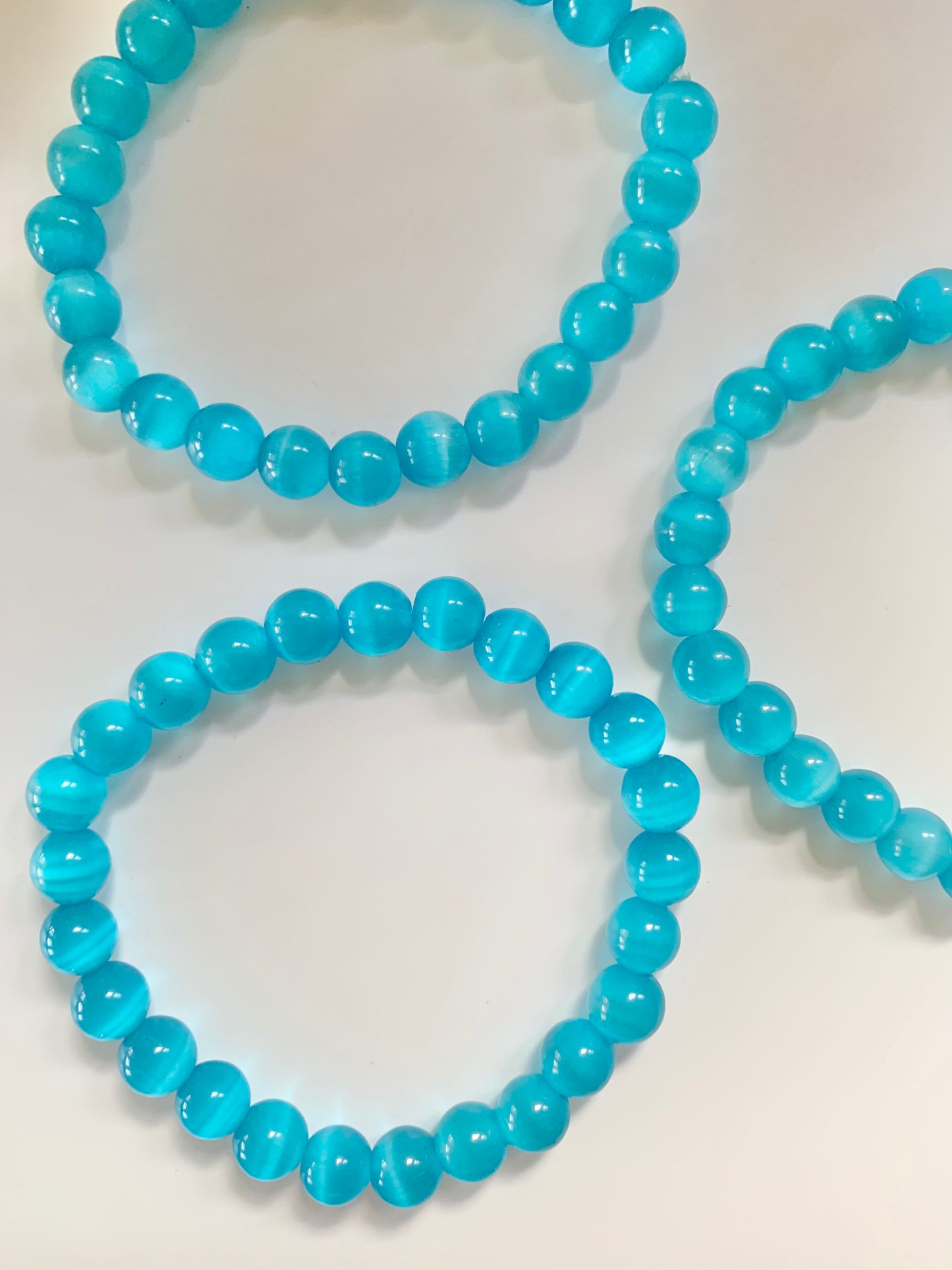 Blue Cat's Eye Bracelet, 8mm