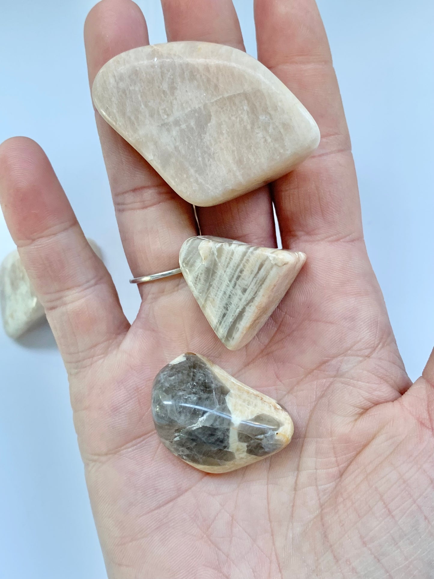 Salmon Feldspar with Smoky Quartz Tumble