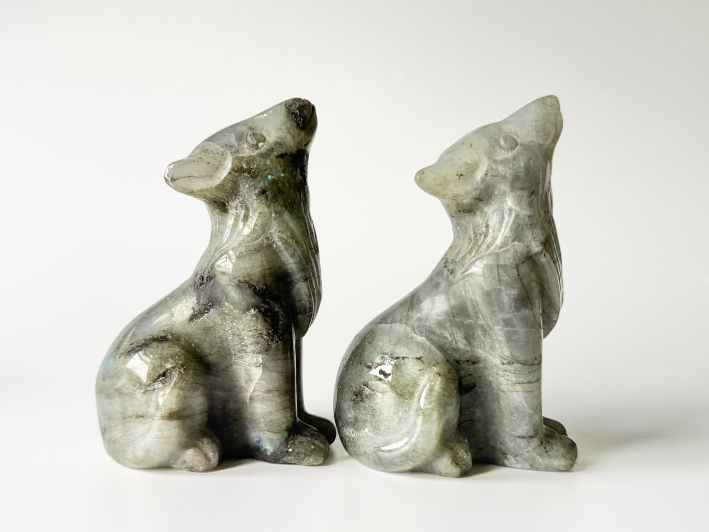 Howling Wolf Carving, Labradorite