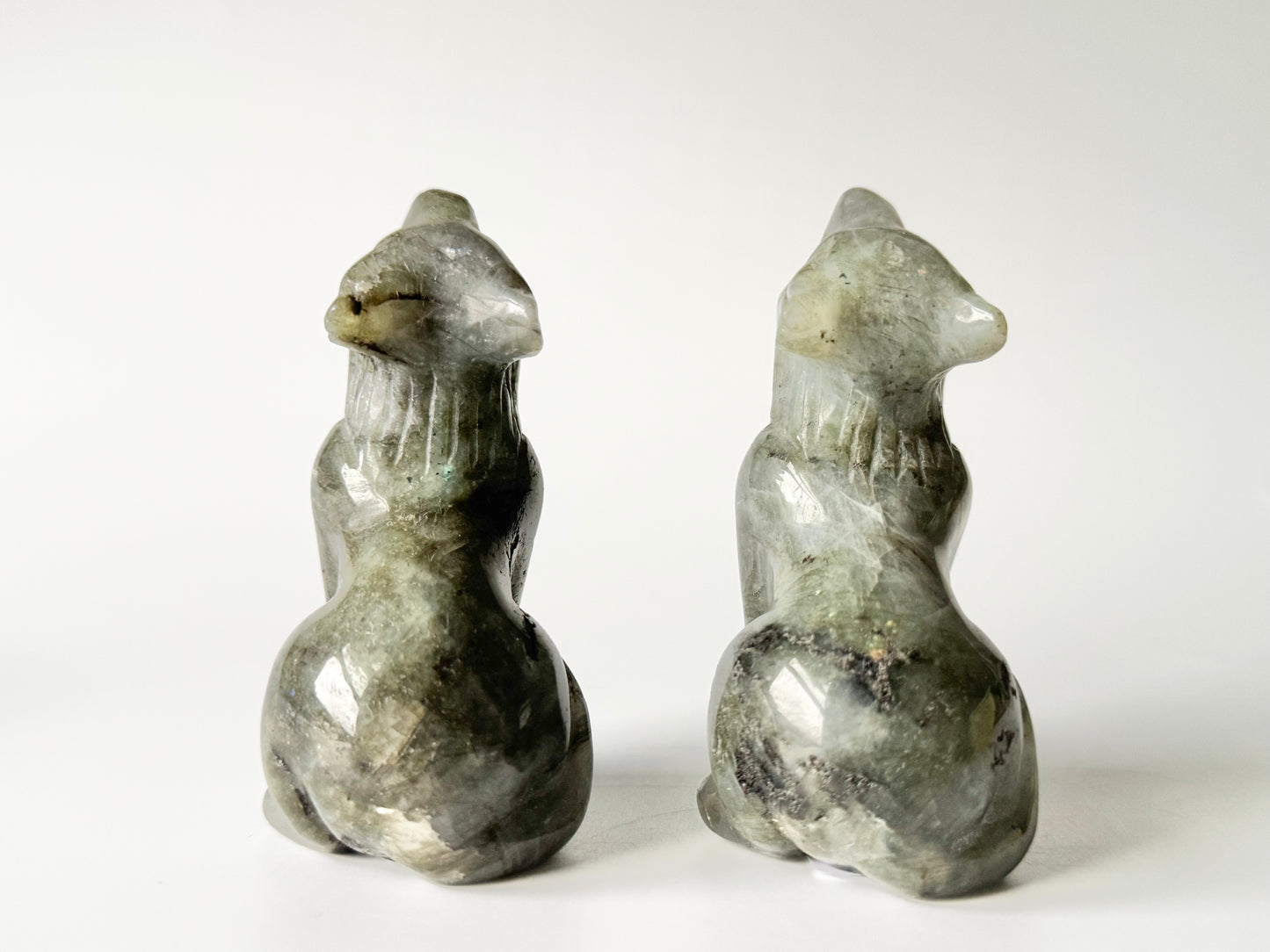 Howling Wolf Carving, Labradorite