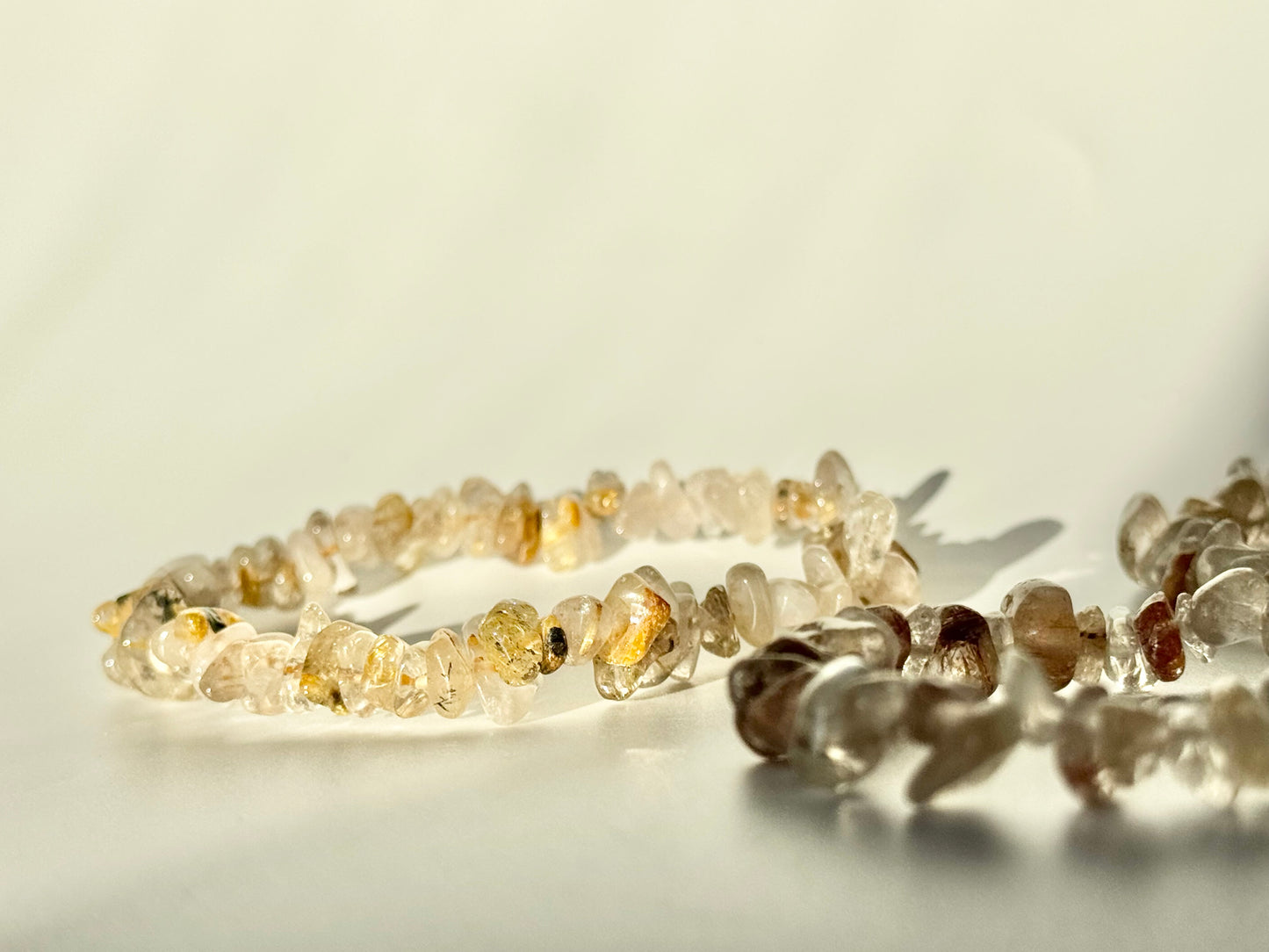 Gold Rutile Quartz Chip Bead Bracelet